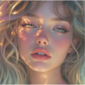 Golden Hour Dream - Stralend Engelachtig Portret Sticker (Voorkant)