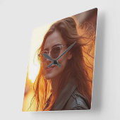 Golden Hour Elegance Vierkante Klok (Hoek)