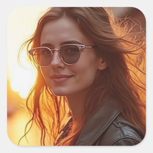 Golden Hour Elegance Vierkante Sticker (Voorkant)