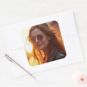 Golden Hour Elegance Vierkante Sticker (Envelop)