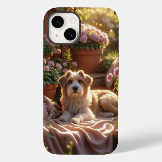 Golden Hour Garden Dog – Gezellige Geheugenscène v Case-Mate iPhone Case (Achterkant)