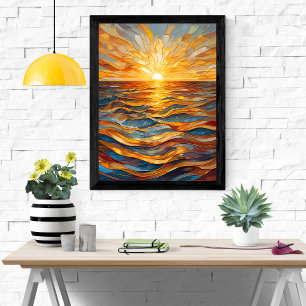 Golden Hour Glas in lood Sunset Poster