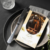 Golden Hour Grace Floral Trouwfoto Menu Kaart