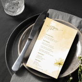 Golden Hour Grace Floral Trouwfoto Menu Kaart