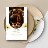 Golden Hour Grace Floral Trouwfoto Menu Kaart