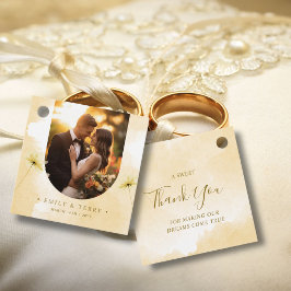 Golden Hour Grace Foto & Bloemen bruiloft Dank u Bedankjes Labels