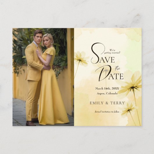 Golden Hour Grace Fotobruiloft Bewaar de datum Briefkaart (Voorkant)