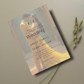 Golden Hour Grace Overlay Foto & Monogram Huwelijk Kaart