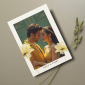 Golden Hour Grace Overlay Foto & Monogram Huwelijk Kaart