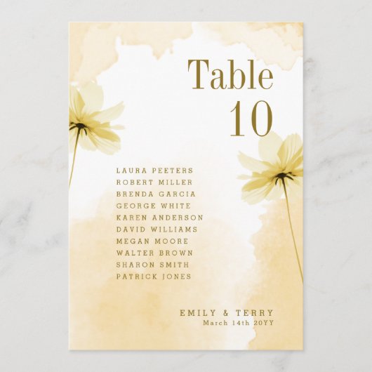 Golden Hour Grace Wedding Namen Tafelnummer (Voorkant)