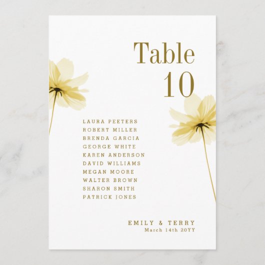 Golden Hour Grace Wedding Namen Tafelnummer (Achterkant)