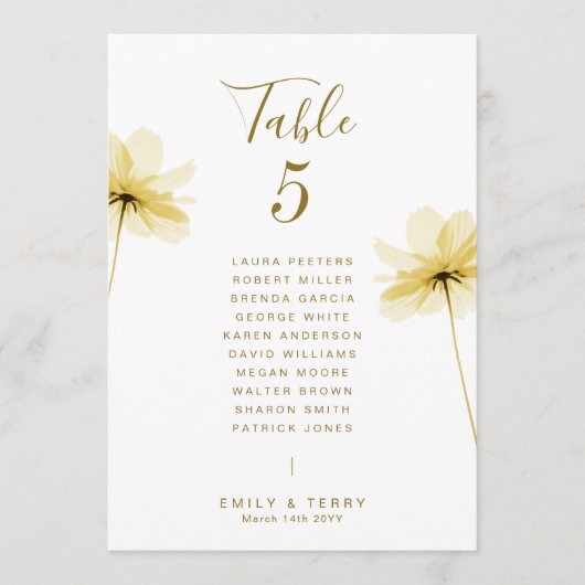 Golden Hour Grace Wedding Namen Tafelnummer (Voorkant)