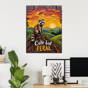 Golden Hour Guardian: Wasbeer met uitzicht op de v Poster
