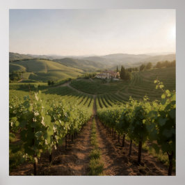 Golden Hour Harvest - Panoramische Toscaanse wijng Poster