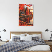 Golden Hour Lakeside Cabin Canvas Afdruk (Insitu (Slaapkamer))