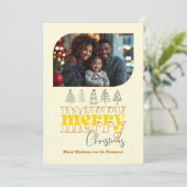 Golden Hour Modern Retro Doodle Kerstfoto Feestdagenkaart (Staand voorkant)