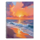 Golden Hour Orange Sunset Beach Ocean Painting Notitieboek (Voorkant)