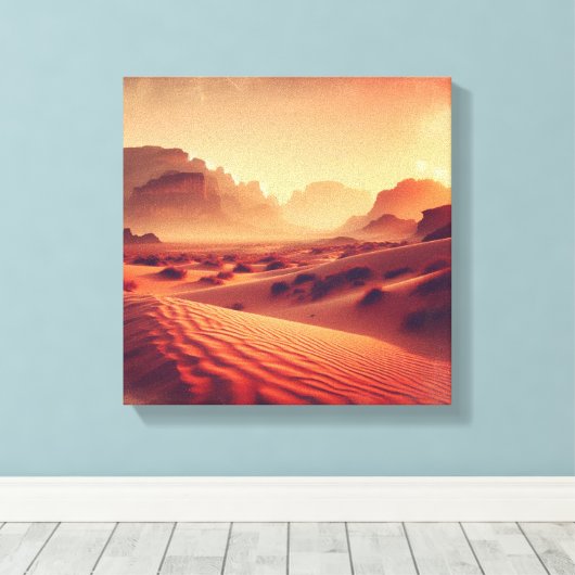 Golden Hour Over Desert Cliffs – Canvas Print (Insitu (Houten vloer))