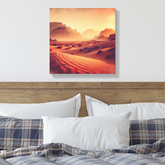Golden Hour Over Desert Cliffs – Canvas Print (Insitu (Slaapkamer))