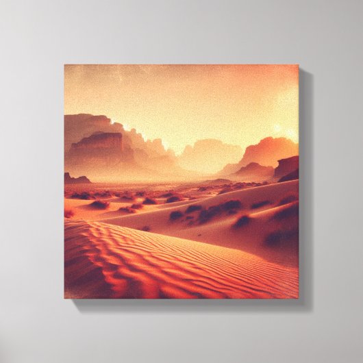 Golden Hour Over Desert Cliffs – Canvas Print (Voorkant)