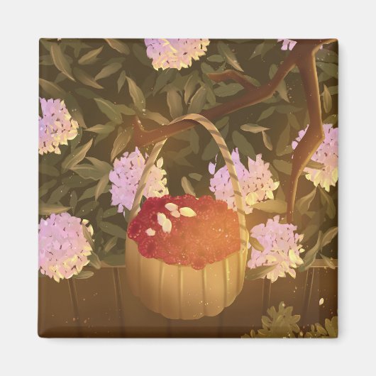 Golden Hour Raspberry Basket Magnetische Foto Magneet (Voorkant)