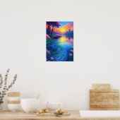 Golden Hour Reflections, mooi meer Poster (Keuken)