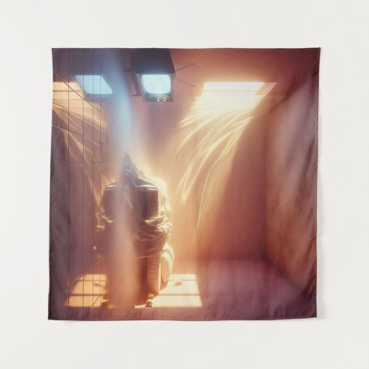 Golden Hour Slaapkamer Glow – Gezellige Droomkern  Wandkleed (Voorkant (horizontaal))