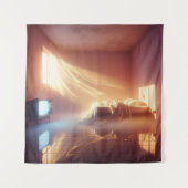 Golden Hour Slaapkamer Glow – Gezellige Droomkern  Wandkleed (Voorkant)