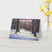 Golden Hour Sneeuwscène Kerstmis Kaart (Gele Bloem)