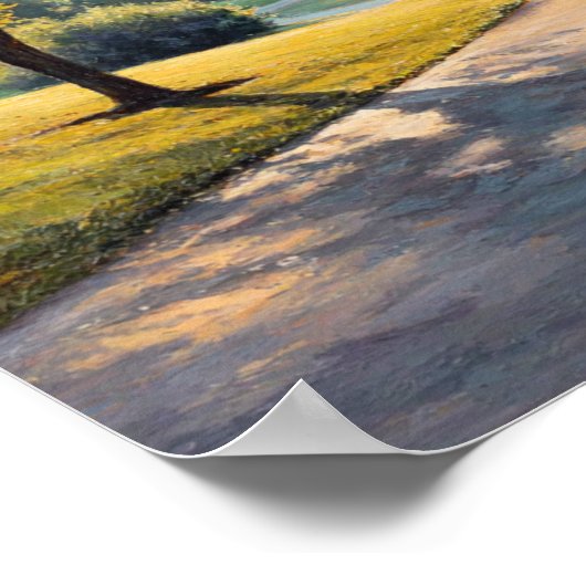 Golden Hour Stroll - Rustig parkpad Poster (Hoek)