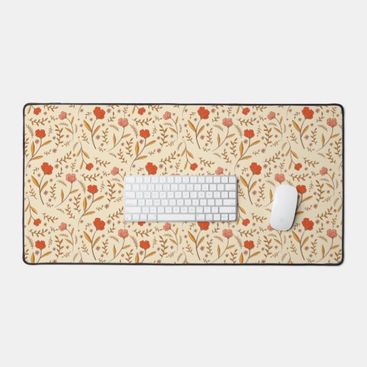 Golden Hour Study | Retro Ogee Floral Desk Mat (Keyboard & Muis)