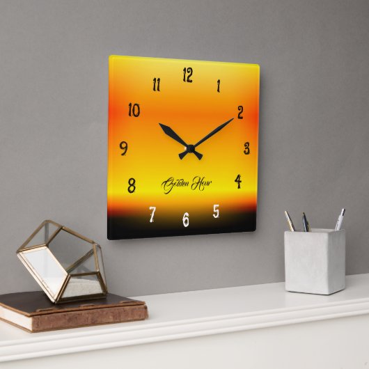 Golden Hour Sunset Gradient Wall Clock Vierkante Klok (Kantoor)