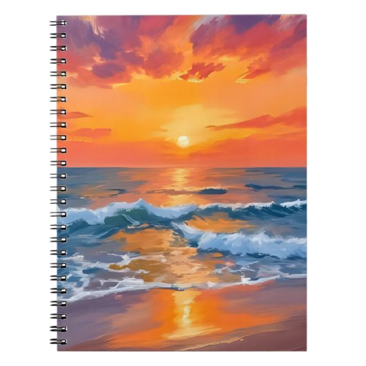 Golden Hour Sunset Ocean Beach Painting Notitieboek (Voorkant)