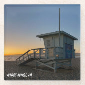Golden Hour Sunset - Venice Beach, Californië Glazen Onderzetter (Voorkant)