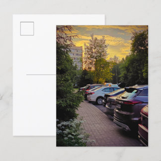 Golden Hour Urban Postcard – Customizable Uitnodiging Briefkaart