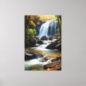 Golden Hour Waterval - Realistisch Natuur landscha Canvas Afdruk (Voorkant)