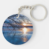 Golden Hour, zonsopgang boven Lake Acrylic Sleutel Sleutelhanger (Achterkant)