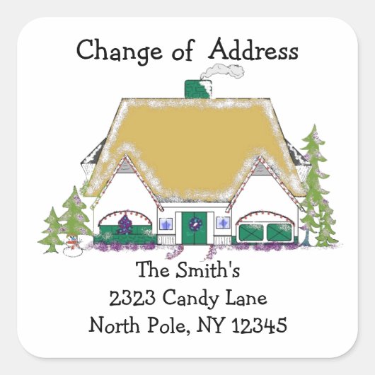 Golden House Change of Address Vierkante Sticker (Voorkant)