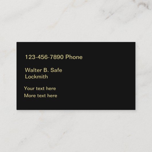 Golden House Key Locksmith Visitekaartje (Achterkant)