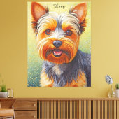 Golden Hued Yorkshire Terrier Radiant Dog Portrait Canvas Afdruk (Insitu (Woonkamer))
