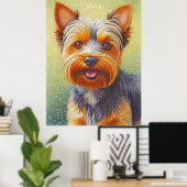 Golden Hued Yorkshire Terrier Radiant Dog Portrait Poster (Thuiskantoor)