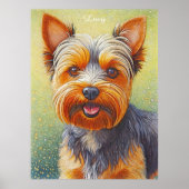 Golden Hued Yorkshire Terrier Radiant Dog Portrait Poster (Voorkant)
