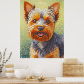 Golden Hued Yorkshire Terrier Radiant Dog Portrait Poster (Keuken)