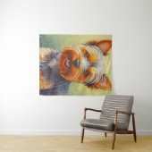 Golden Hued Yorkshire Terrier Radiant Dog Portrait Wandkleed (In Situ (horizontaal))