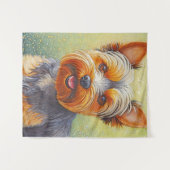 Golden Hued Yorkshire Terrier Radiant Dog Portrait Wandkleed (Voorkant (horizontaal))