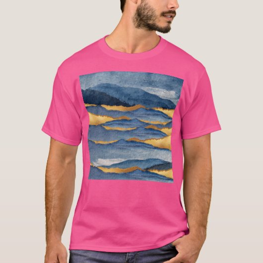 Golden-Hues en Royal Blue Mountains Landschap ABS T-shirt (Voorkant)