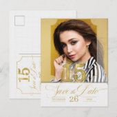 Golden Hues Save the Date English Version Aankondigingskaart (Voorkant / Achterkant)