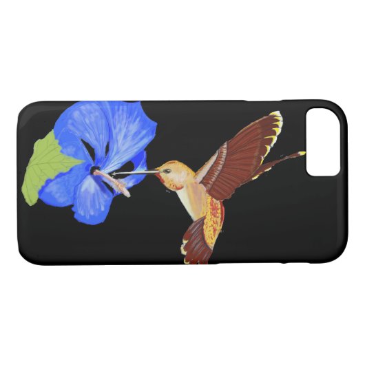 Golden Hummingbird and Blue Hibiscus Case-Mate iPhone Case (Achterkant (Horizontaal))