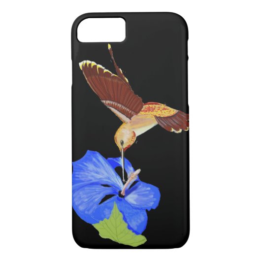 Golden Hummingbird and Blue Hibiscus Case-Mate iPhone Case (Achterkant)