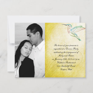 Golden Hummingbird Waterverf Wedding Verloving Kaart